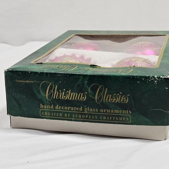 Vintage Christmas Classics Hand Decorated Glass Ornaments Two Gloss & Two Matte - Picture 7 of 8
